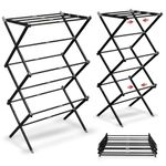 Lifelong Clothes Stand for Drying - Foldable Hanging Stand with Extendable Width - Portable & Easy to Store Laundry Drying Rack for Balcony - Hanger for Drying Clothes (LLCDR03, Black)