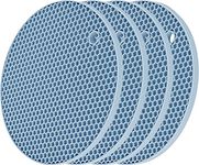 FS COOL Silicone Trivet mat, Multi-Purpose Heat mat, Non-Slip Insulation mat Heat-Resistant, hot Pot Rack-Drying mat, Heat-Resistant Kitchen Heat mat for countertops and Tables (Pack of 4, Blue)