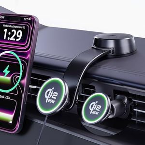 Upgrade [for Qi2.2-Certified] 25W for MagSafe Wireless Car Charger Mount, 2XFast Charging[90+LBS Safe Suction] Magnetic Phone Holder Dashboard Windshield for iPhone 17/16/15/14/13/12 Pro Max,Inky