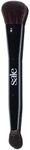 Saie The Double Brush - Multi-Use Dual Ended Makeup Brush To Highlight, Contour and Conceal - Large Ended Face Brush For Sculpting + Precise Application - Vegan, Cruelty-Free (1 Count)