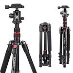 BONFOTO B690A Lightweight Aluminum Alloy Camera Travel Portable Tripod with 360 Degree Ball Head,1/4" Quick Release Plate,Bubble Level and Carry Bag for Canon Nikon Sony DSLR