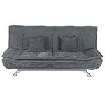 INMOZATA Linen Fabric Sofa Bed Double 3 Seater Recliner Sofa 188cm Spring Corner Couch Lounge Sofa Bed with Two Cushions/Chrome Legs for Living Room Bedroom Home Office Furniture Grey (Linen)