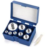 Bekith 8 Pack Calibration Weights, 10g-1000g Gram Precision Steel Scale Calibration Weight Kit Set with Tweezers for Digital Scale Balance, Jewellery Scale, Scien