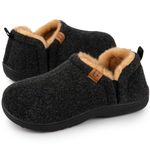 LongBay Men's Warm Memory Foam Slippers Home House Indoor Outdoor Anti-Slip Winter Shoes Black, 10/11 UK