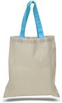Set of 15- Cheap Cotton Tote Bags with Color Handles