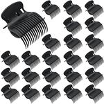 24 Pack Hot Roller Clips, Hair Curler Claw Clips Replacement Roller Clips Safety & Heat Resistance Heated Roller Clips for Small, Medium, Large Girls Hair Section Styling (Black)