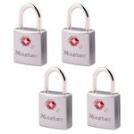 Master Lock Metal Padlock, Keyed TSA-Accepted Luggage Lock, 7/8 in. Wide, 4683Q (Pack of 4) Brass