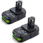 Dutyone 2 Pack 3.6Ah Replacement Battery Compatible with Ryobi 18V Lithium Battery ONE+ Plus P102 P103 P104 P105 P107 P108 P109 P122 18 Volt Cordless Power Tools 2-Pack Battery