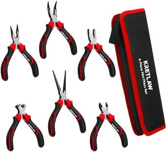 KRETLAW Mini Pliers Set 6Pcs - Needle Nose, Long Nose, Bent Nose, Diagonal, End Cutting and Linesman for DIY, Electronic Repairing & Jewelry with Pouch
