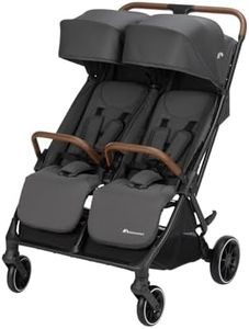 Bebeconfort Mane, Poussette Double, 0+ à 22 kg, Pliage Automatique, Inclinable À Plat, Arceau Pivotable, Harnais 5 Points, Fenêtre En Filet, Housse De Pluie, Sac De Courses (8 kg), Mineral Graphite
