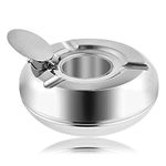 Ashtray, Stainless Steel Flip Top Ash Tray Metal Windproof Outdoor Ashtray with Lid Smokeless Ashtray for Outside Patio Home Office Desktop Decor