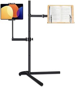 wishacc Book Stand for Reading with Adjustable Tablet Holder, Sturdy Metal Construction Floor Stand in Bed for Laptop,Tablet,Phone,Book Reading