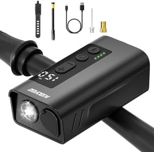 2-in-1 Mini Electric Bike Pump with LED Headlight, 150 PSI Portable Tire Inflator with Digital Gauge, Auto Shut Off, 2000mAh Type-C Rechargeable Air Pump for Bike, E-Bike, Car & Balls, Travel Gift