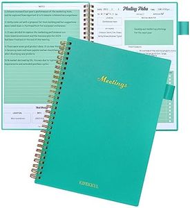 KIFEKKUL Meeting Notebook for Work Organization, Project Planner for Note Taking, Agenda, Action Items, Sprial Bound Planner B5 Size 7x10 In (Teal)