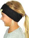 C.C Children's Kids' Winter Warm Cable Knit Fuzzy Lined Ear Warmer Headband Black/Silver