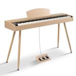 LALAHO 88 Key Keyboard Piano Weighted Action Electronic Keyboard Piano, Digital Piano with 3-Pedal Unit, Removable Music Stand, Stereo Headphones, Compact Design and MIDI Connection(Beige)