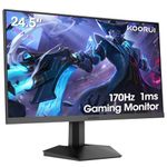 KOORUI 24.5” FHD 1920x1080p VA Gaming Monitor, 170Hz 1ms Monitor, FreeSync Premium, Adaptive Sync, 2xHDMI(144Hz) & DisplayPort(170Hz), sRGB 125%, 75 * 75mm VESA, Tilt Adjustable, Eye Care, Black