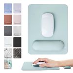 HABITU Vegan Leather Sage Green Mouse Pad with Removable Magnetic Wrist Support & Anti-Slip Base, Ergonomic Mouse Pad with Wrist Rest, Cute Office Desk Accessories for Women and Men