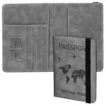 Storite Grey RFID Blocking PU Leather Travel Passport Holder Cover Travel Wallet Organiser Passport Case Travel Document Organiser for Men & Women