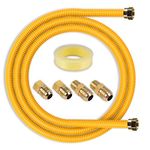 Kinchoix 24" Flexible Yellow Coated Gas Hose Connector Kit for Stove Dryer Furnace Gas Water Heater Flexible Gas Line with Connector 3/4" FIP & 3/4"MIP Fitting