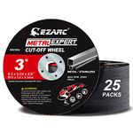 EZARC Cut Off Wheels 25 Pack, 3” x 1/16” x 3/8” Cutting Wheel, Metal & Stainless Steel Cutting Disc for Die Grinder