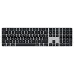 Apple Magic Keyboard with Touch ID and Numeric Keypad: Bluetooth, rechargeable. Works with Mac computers with Apple silicon; British English, Black keys