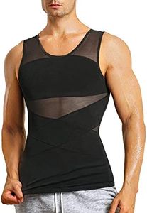 MOLUTAN Mens Compression Shirt Slimming Body Shaper Vest Sleeveless Undershirt Tank Top Tummy Control Shapewear for Men, Black, 4X-Large