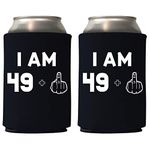 Veracco I AM 49+1 Middle Finger Years Can Coolie Holder 50th Birthday Gift Fifty and Fabulous Party Favors Decorations (Black, 6)