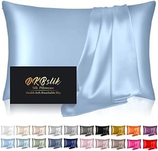 Silk Pillowcase for Hair and Skin,Mulberry Silk Pillow Cases Standard Size,Anti Acne,Cooling,Beauty Sleep,Both Sides Natural Silk Satin Pillow Covers with Hidden Zipper,Gifts for Women Men,Haze Blue