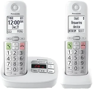 Panasonic Cordless Phone, Easy to Use with Large Display and Big Buttons, Flashing Favorites Key, Built in Flashlight, Call Block, Volume Boost, Talking Caller ID, 2 Cordless Handsets - KX-TGU432W