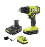 RYOBI ONE+ 18V Cordless 1/2 in. Drill/Driver Kit with (2) 1.5 Ah Batteries and Charger, Green