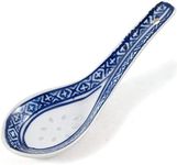 Syndecho Blue and White Porcelain Ceramic Chinese Soup Spoons,Set of 8