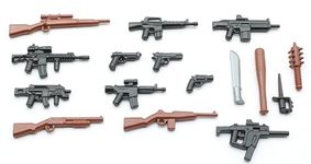 BrickArms Weapon Set - Zombie Defense Pack 2016 with 16 different weapons and Citizen Brick Zombie head