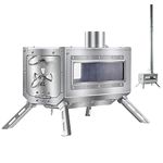 Soomloom Tabletop Wood Stove DECO Tabletop Fireplace, Barbecue, BBQ, Bonfire Stand, Chimney, Tent Cooking, Stainless Steel, Foldable, For Outdoor Use, Camping Heater, Warmer, Multi-Purpose