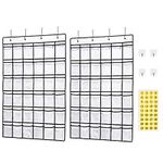 SAVERHO Classroom Pocket Chart，36 Clear Hanging Pocket Organizer for Cell Phone and Calculator Holder，Door Hanging Organizer for Classroom with 36 Number Sticker(White-2pack)