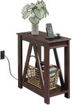 WLIVE Narrow End Table with Chargin