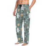 Cute Bear Fox Hedgehogs Pajama Pants Men's Lounge Pants Soft Long Sleep Pants Men Pajama Bottoms with Pockets