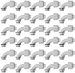 AIRTAK 30-Pack 3/4 Inch Liquid Tight PVC Electrical Conduit Connectors, 90° Flexible Fittings for Home, Kitchen & Bathroom Use.