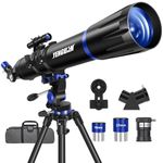 YENGUAN Telescope for Adults & Kids,90mm Aperture 800mm Refractor Professional Telescopes for Adults Astronomy,High Powered Multi-Coated Transmission Telescope with Phone Adapter&Stainless Tripod,Bag