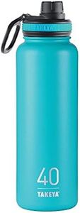 Takeya Originals 40 oz Vacuum Insulated Stainless Steel Water Bottle with Straw Lid, Ocean