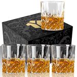 OPAYLY Whiskey Glasses Set of 4, Rocks Glasses, 10 oz Old Fashioned Tumblers for Drinking Scotch Bourbon Whisky Cocktail Cognac Vodka Gin Tequila Rum Liquor Rye Gift - Father's Day Gift