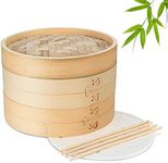 Flexzion Bamboo Steamer Basket Set 