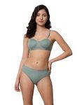 eorma Women's Cotton Lightly Padded Wire Free Bra Panty Lingerie Set Honeymoon|Everyday T Shirt Bra Panty Set for Girls (Grey, 36)