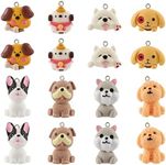 Cheriswelry 16Pcs 3D Dog Resin Pendants Cute Puppy Dangle Charms Cartoon Animal Charms Hang Ornament 20-30.5mm 8 Styles for DIY Necklace Bracelet Earring Making