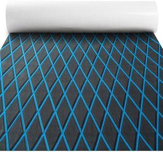 Fullfire Boat Flooring - EVA Foam Boat Decking - Diamond Marine Mat with Self-Adhesive Floor Carpet for Bass Jon Pontoon Boat Motorboat Yacht Kayak RV 74.8"X 27.8", Dark Grey with Blue Lines