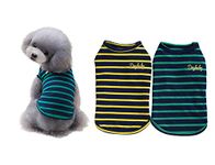 YAODHAOD 2-Pack Cotton Striped Dog Shirt Pet Clothes Puppy T-Shirts Cat Tank Vest Tee Breathable Stretchy for Small Extra Small Medium Dog or Cat (XXL)