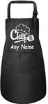 Print4U Personalised Kids Apron Chef's Hat Any Name with Adjustable Straps Black Large 7 to 12 Years