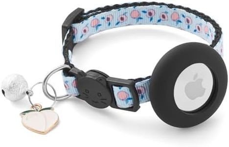 LAFAYI Airtag Cat Collar Breakaway with Bells & Fruit Pendants,Safety Kitten Collar with Apple Air Tag Holder for Girl Boy Cats,Pet Accessories,Gifts(Peach)