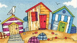 Heritage BSBH1273-A Cross Stitch Kit Aida Beach Huts (A) 20x11cm