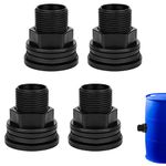 AIEX 4pcs PVC Bulkhead Fitting, Double Threaded Bulkhead Water Tank Connector Bulkhead Fitting for Rain Barrels Water Tank Pond Aquarium Black 3/4 Inch Male 1/2 Inch Female